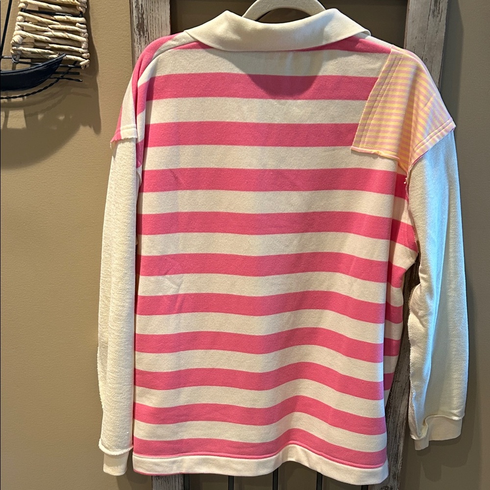 Hem & Thread Pink and Cream Striped Pullover - Picture 5 of 6